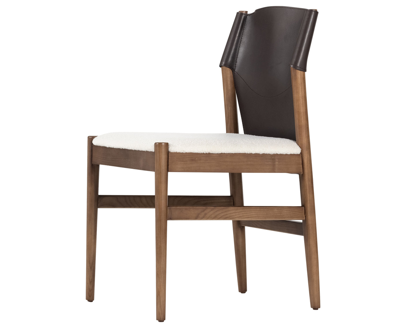 Espresso Leather & Cardiff Cream Fabric with Umber Ash | Lulu Armless Dining Chair | Valley Ridge Furniture