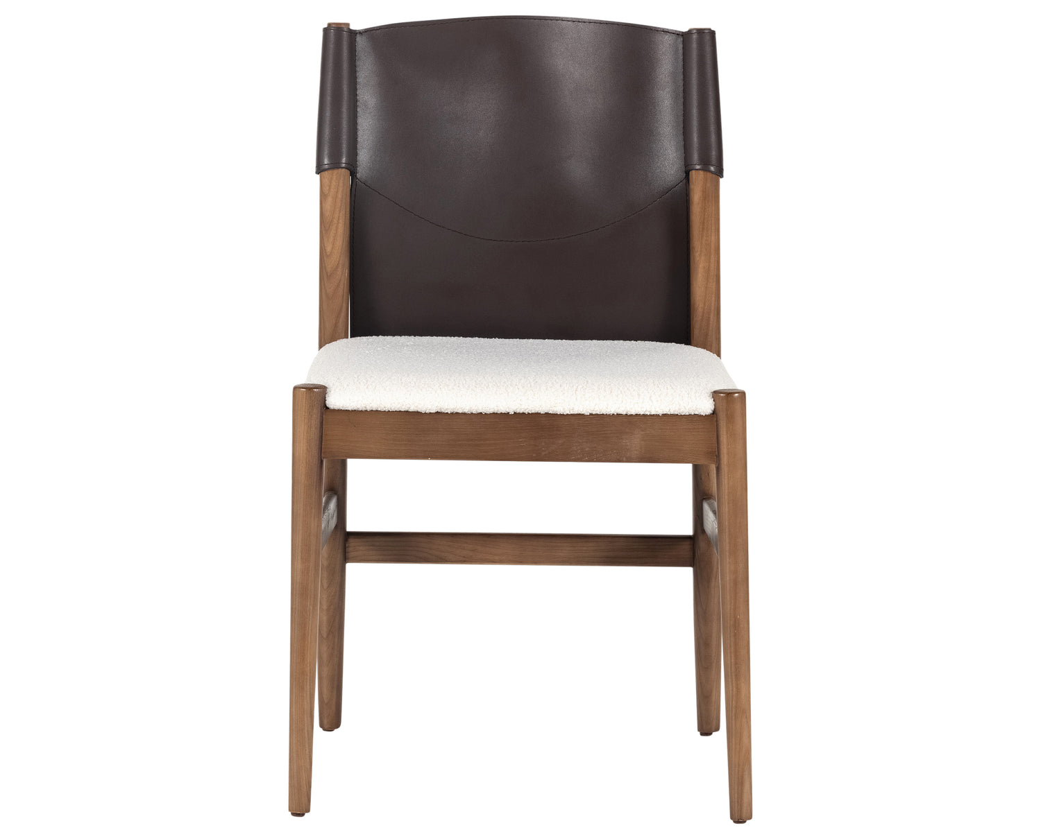 Espresso Leather & Cardiff Cream Fabric with Umber Ash | Lulu Armless Dining Chair | Valley Ridge Furniture