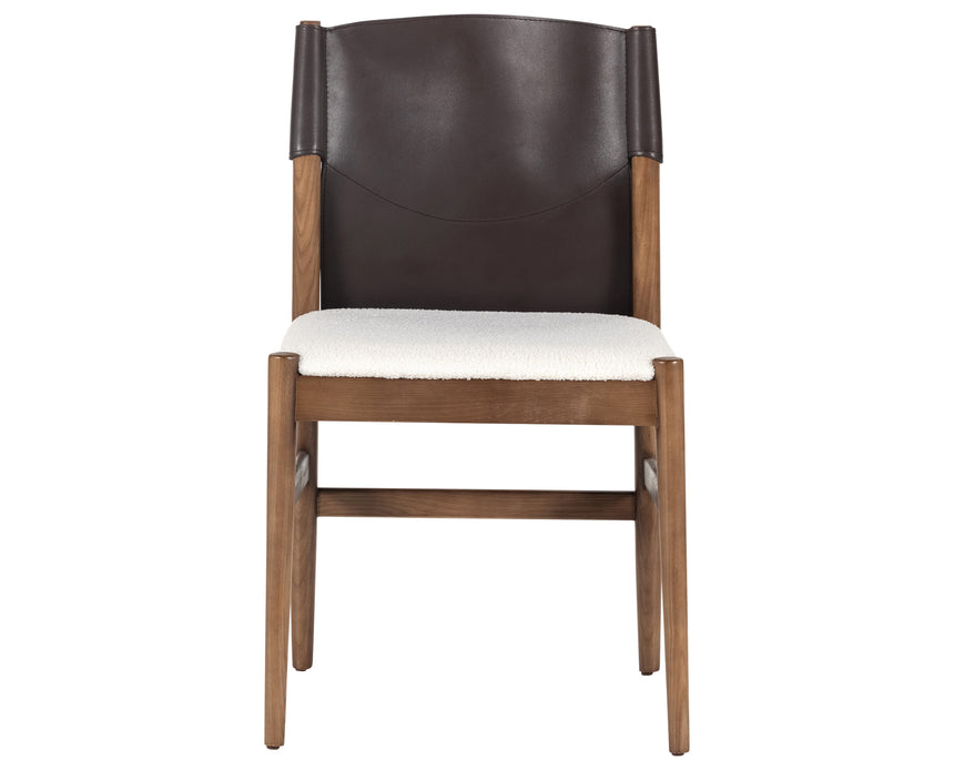 Espresso Leather & Cardiff Cream Fabric with Umber Ash | Lulu Armless Dining Chair | Valley Ridge Furniture