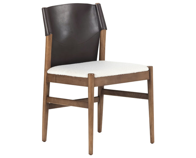 Espresso Leather & Cardiff Cream Fabric with Umber Ash | Lulu Armless Dining Chair | Valley Ridge Furniture