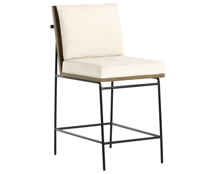 Savile Flax Fabric & Amber Oak with Midnight Iron (Counter Height) | Crete Bar/Counter Stool | Valley Ridge Furniture