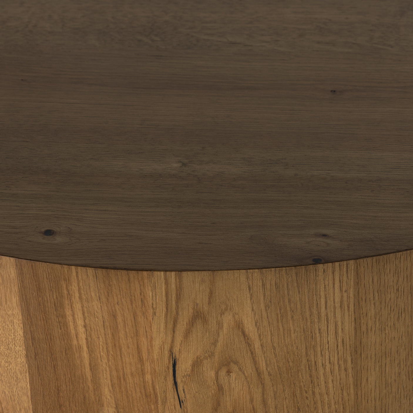 Amber Oak Resin with Dark Gunmetal Iron | Eaton Drum Coffee Table | Valley Ridge Furniture