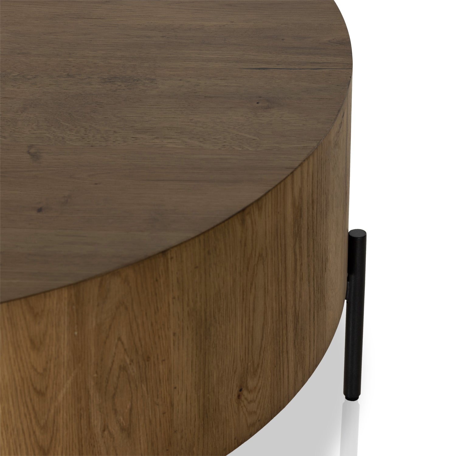 Amber Oak Resin with Dark Gunmetal Iron | Eaton Drum Coffee Table | Valley Ridge Furniture