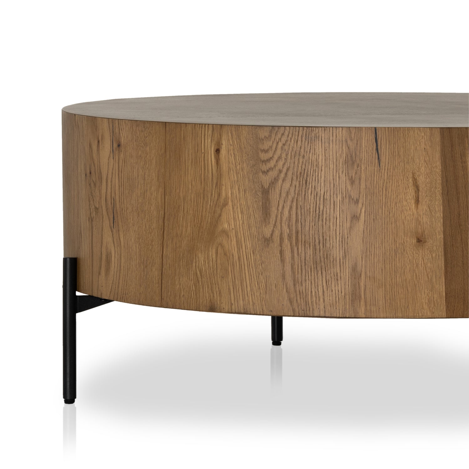 Amber Oak Resin with Dark Gunmetal Iron | Eaton Drum Coffee Table | Valley Ridge Furniture