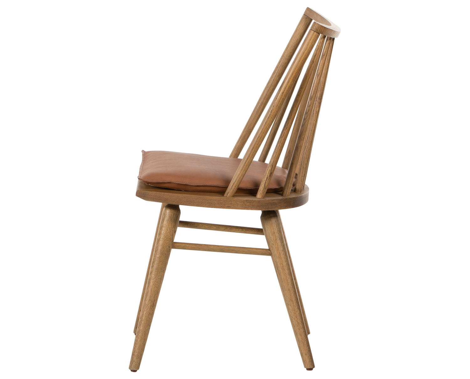 Sandy Oak & Whiskey Saddle Leather with Ivory Backing Fabric | Lewis Windsor Chair | Valley Ridge Furniture