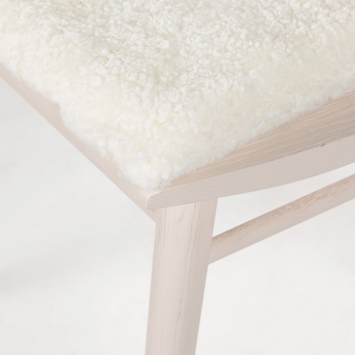 Off White Oak & Cream Shorn Sheepskin with Ivory Backing Fabric | Lewis Windsor Chair | Valley Ridge Furniture