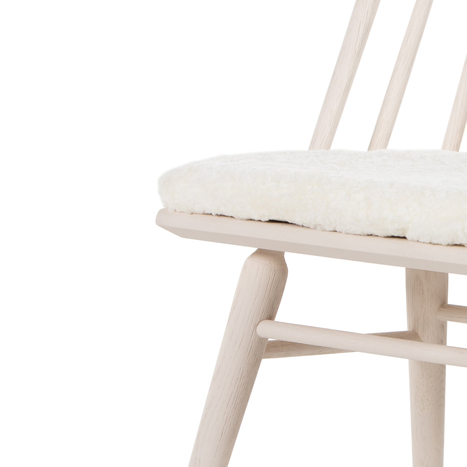 Off White Oak & Cream Shorn Sheepskin with Ivory Backing Fabric | Lewis Windsor Chair | Valley Ridge Furniture