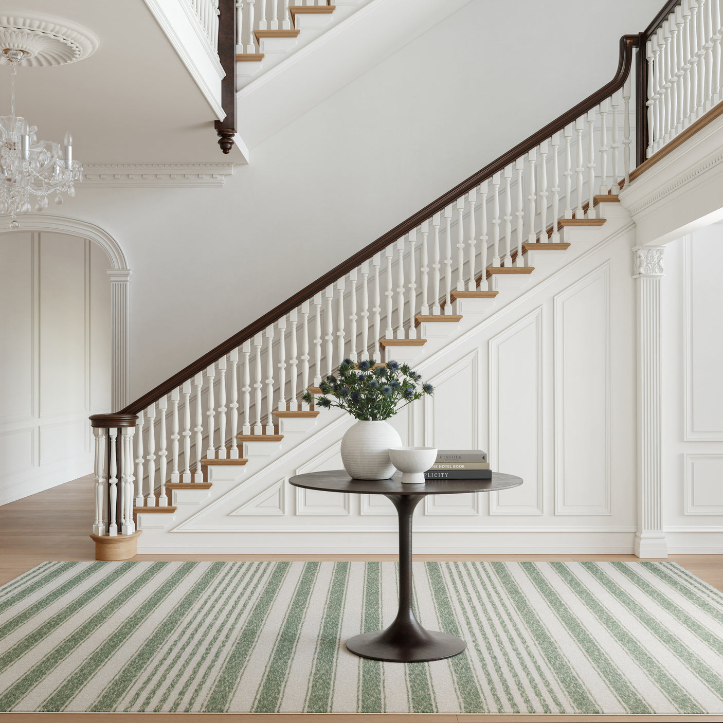 Xaren Coastal Striped Machine Washable Rug