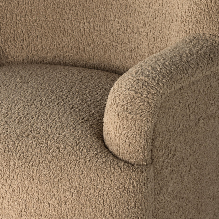 Sheepskin Camel Fabric with Almond Parawood | Kadon Chair | Valley Ridge Furniture