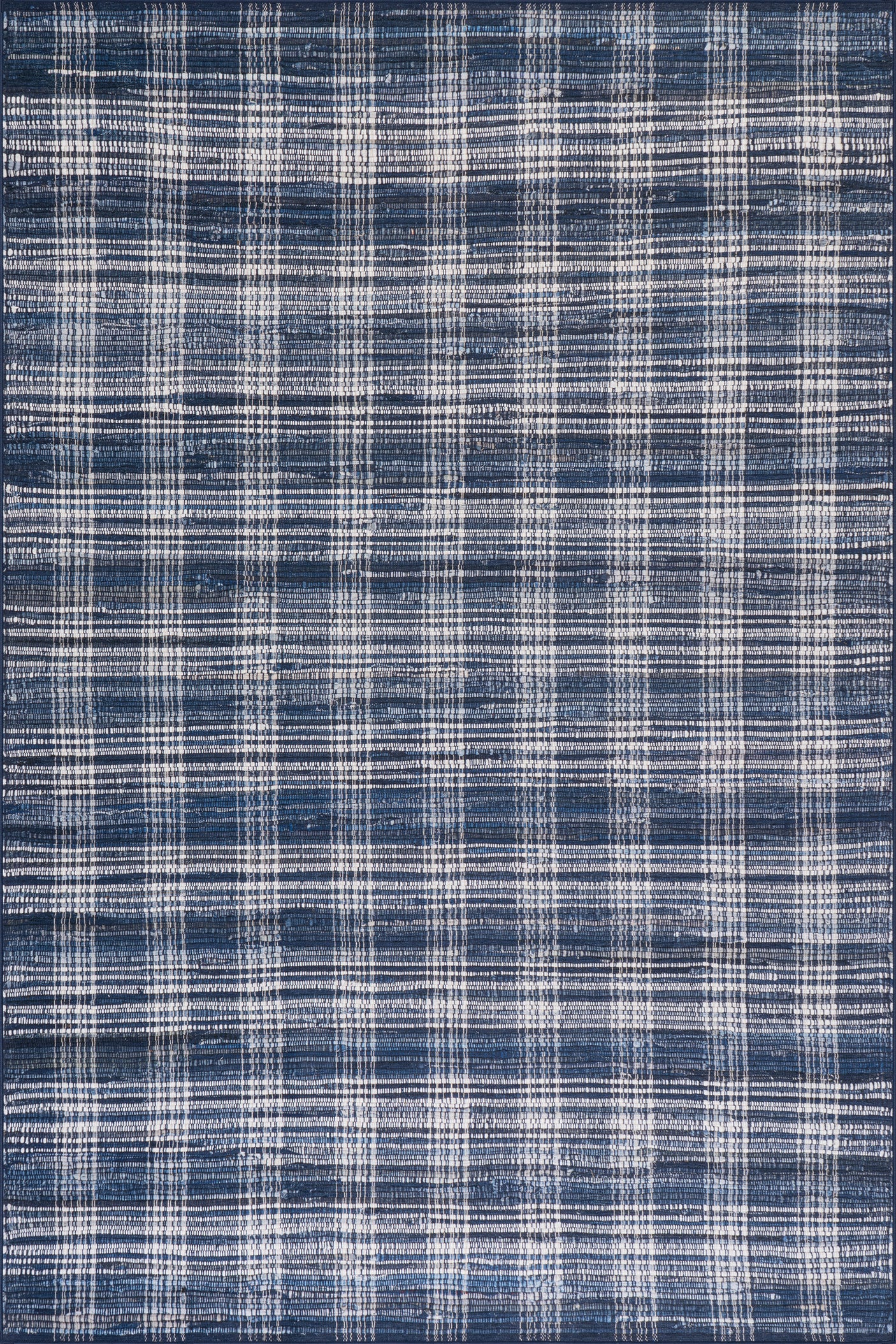 Denim Plaid Machine Washable Rug
