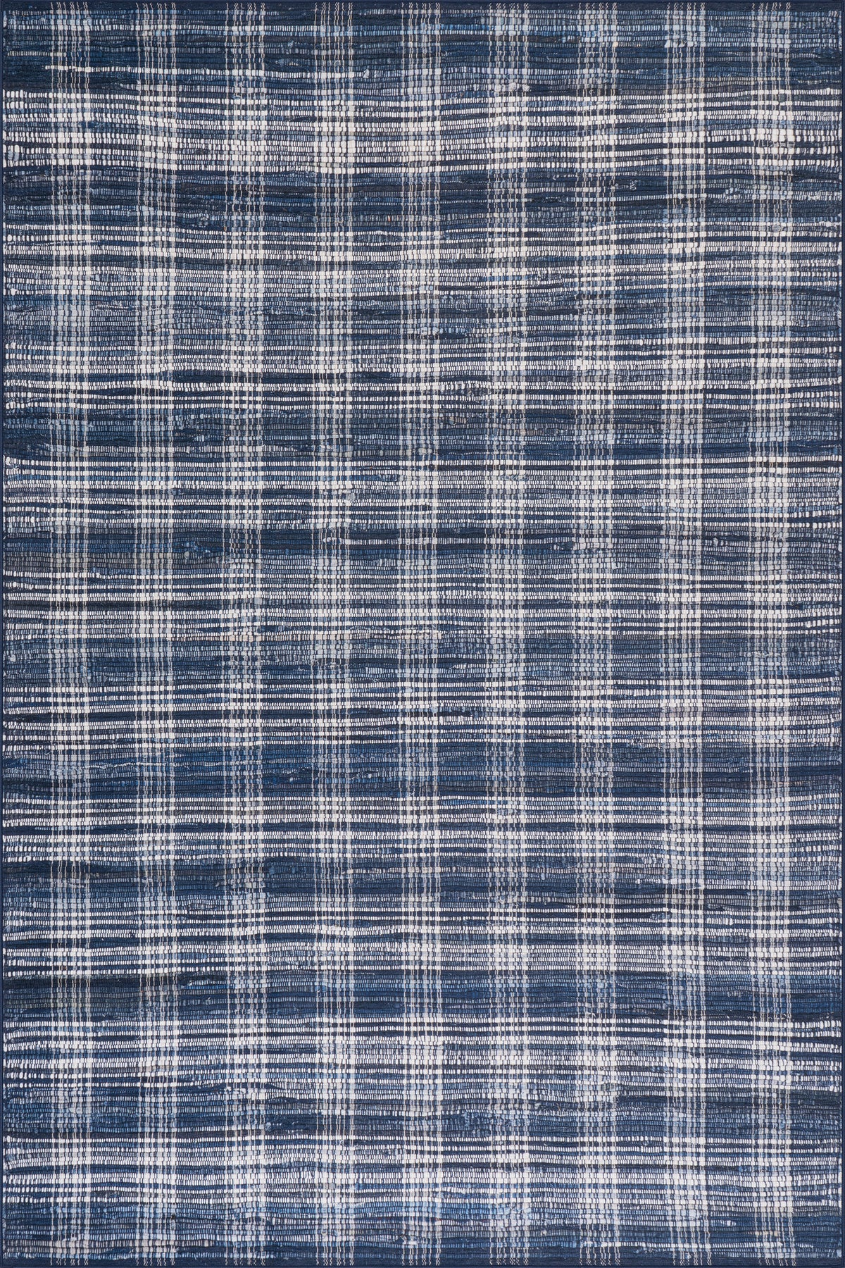 Denim Plaid Machine Washable Rug
