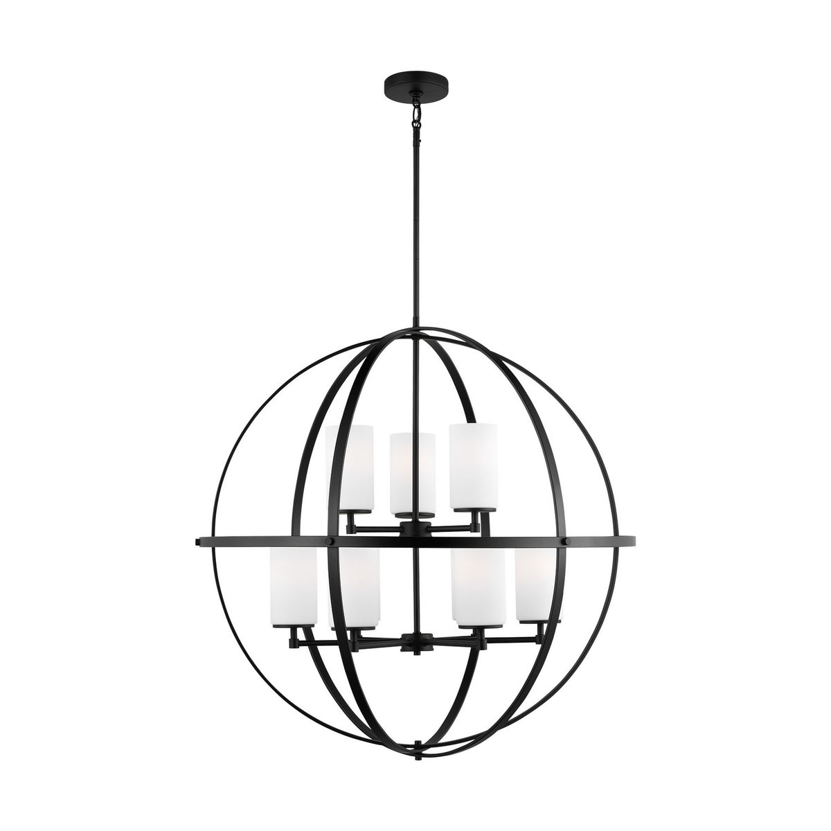 Alturas Nine Light Chandelier — Etched / White Inside