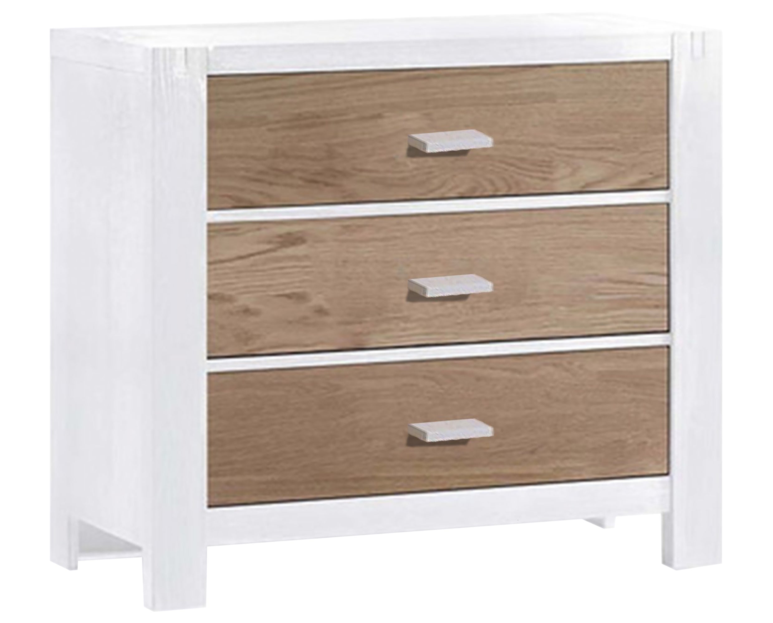 White Brushed Oak with Natural Oak | Rustico Moderno 3 Drawer Dresser | Valley Ridge Furniture