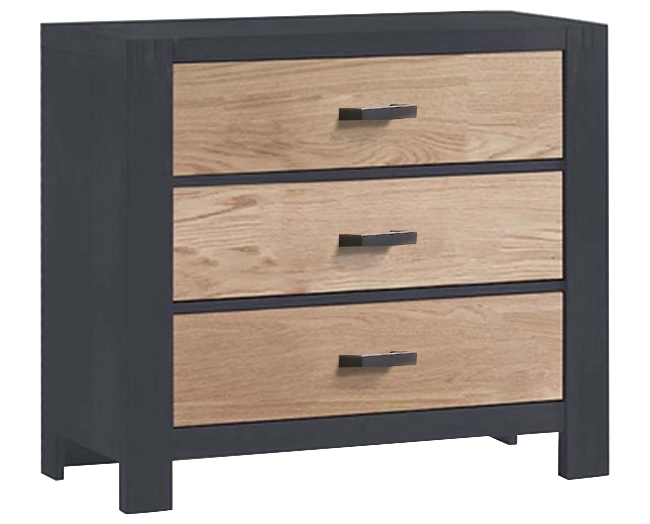 Graphite Oak with Natural Oak | Rustico Moderno 3 Drawer Dresser | Valley Ridge Furniture