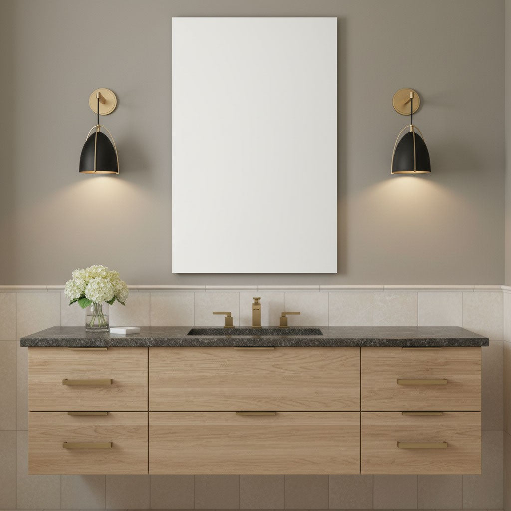 One Light Wall/Bath Sconce — Midnight Black, 60 W
