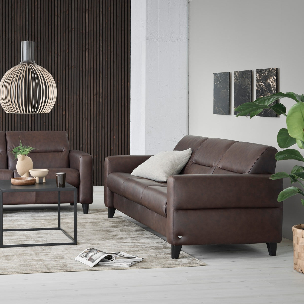 Stressless Fiona Wood 3-Seater Sofa, room setting, shown in Paloma Chocolate all-groups
