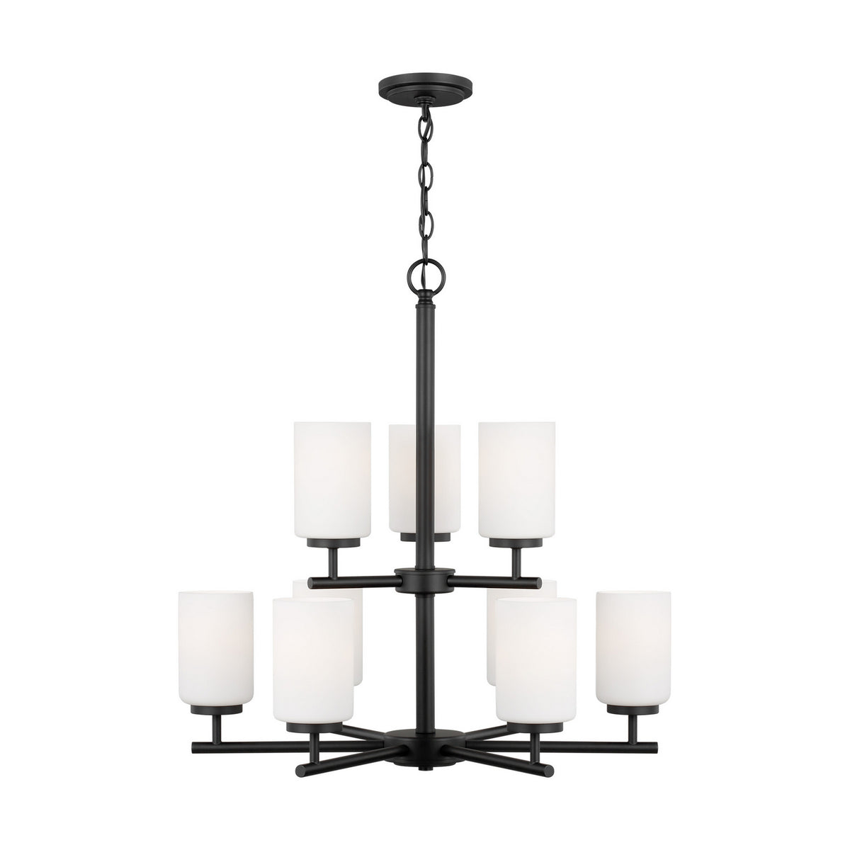 Oslo Nine Light Chandelier — Cased Opal Etched