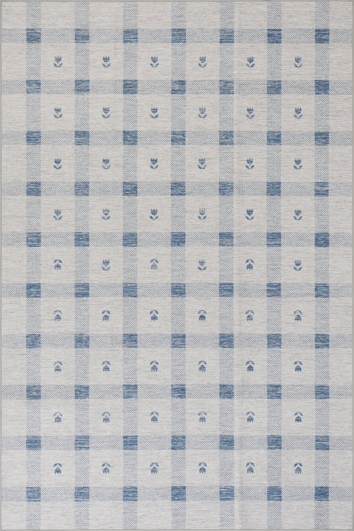 Gingham Machine Washable Rug