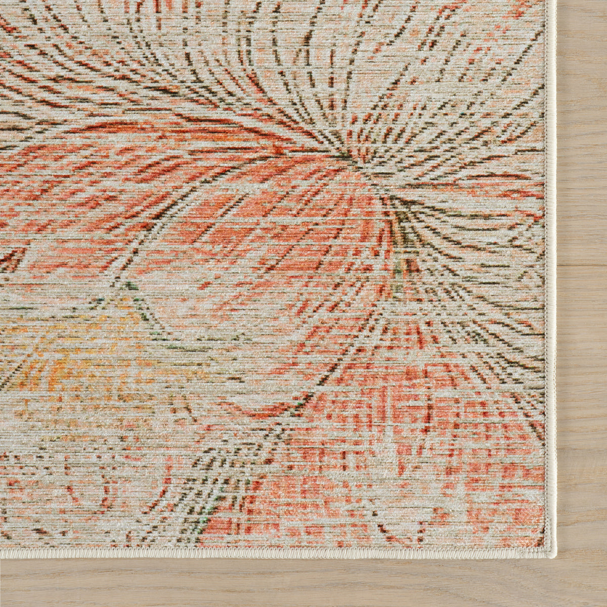 Zell Transitional Floral Machine Washable Rug