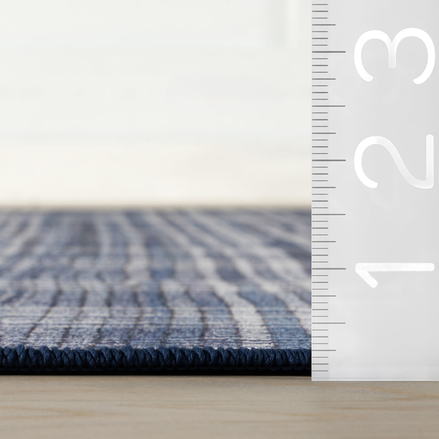 Denim Plaid Machine Washable Rug
