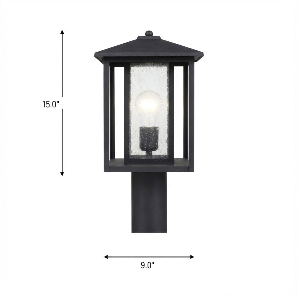 Hunnington 15" Post Lantern — Clear Seeded