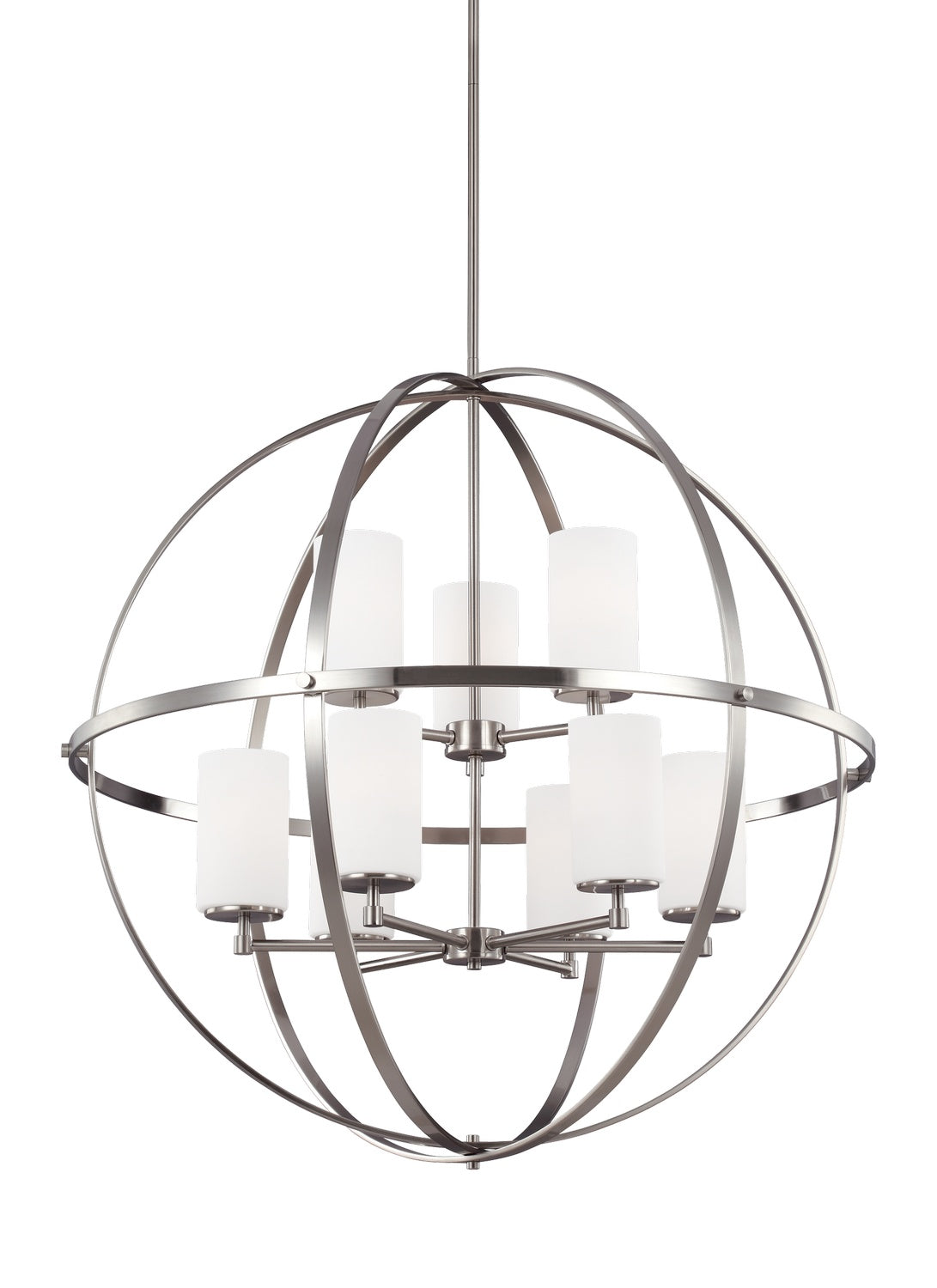 Alturas Nine Light Chandelier — Etched / White Inside