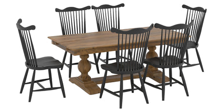 Oak Washed Birch with Distressed Finish and Black Birch with Antique Finish | Canadel Champlain 4280 Oak Washed Dining Set - Floor Model | Valley Ridge Furniture