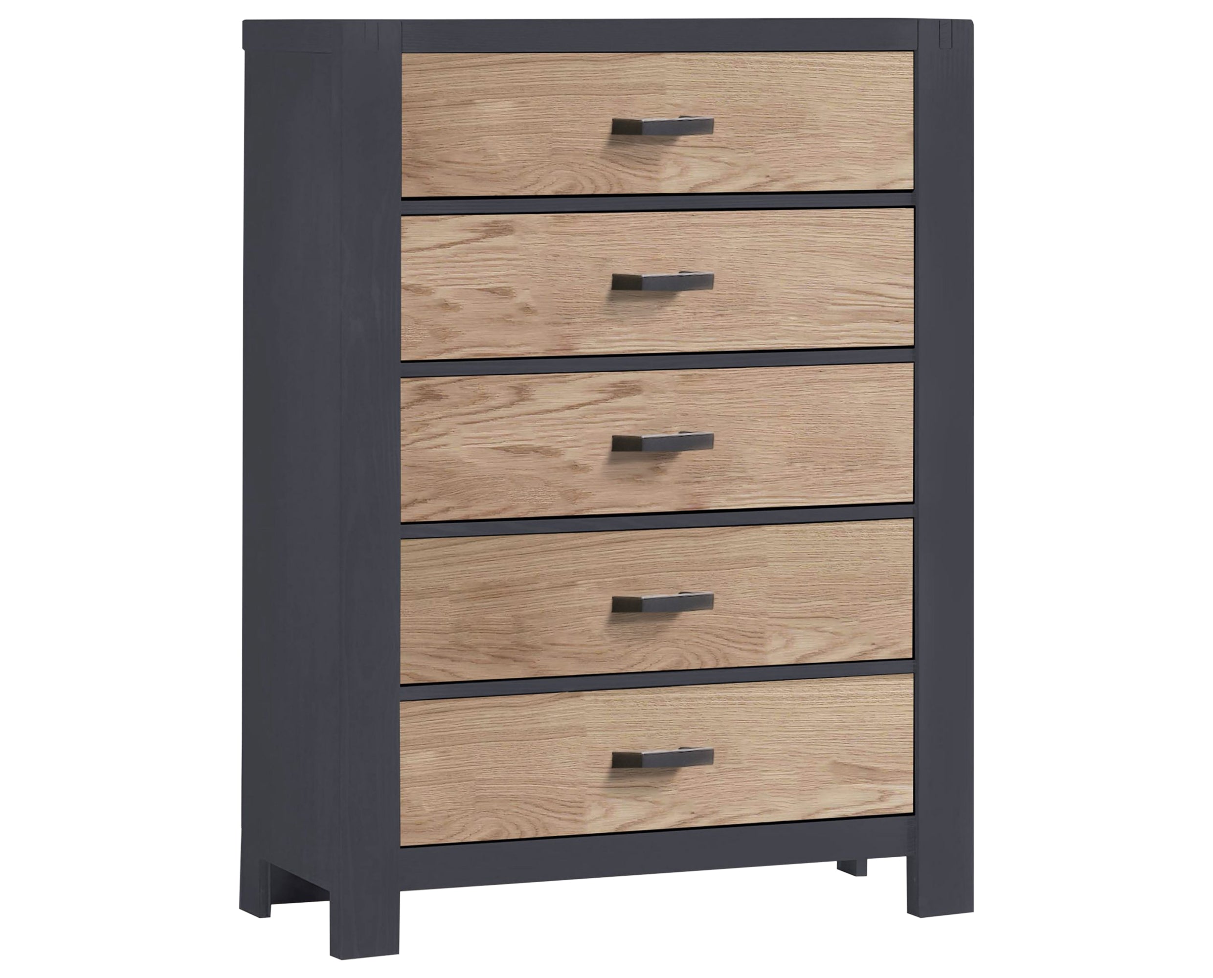 Graphite Oak with Natural Oak | Rustico Moderno 5 Drawer Dresser | Valley Ridge Furniture