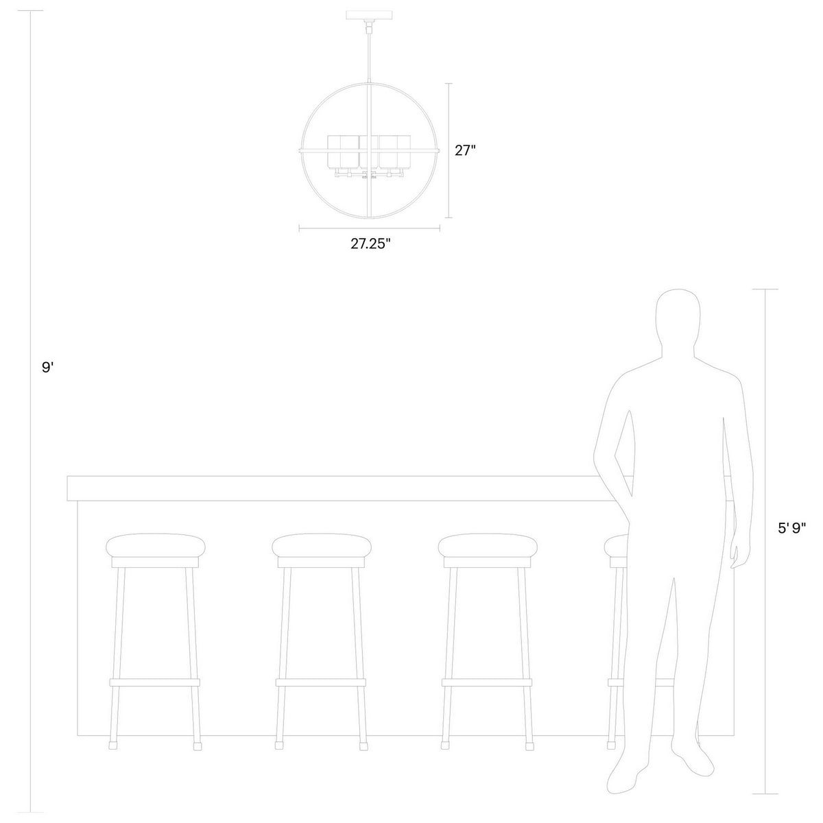 Alturas 5-Light Chandelier — Etched / White Inside