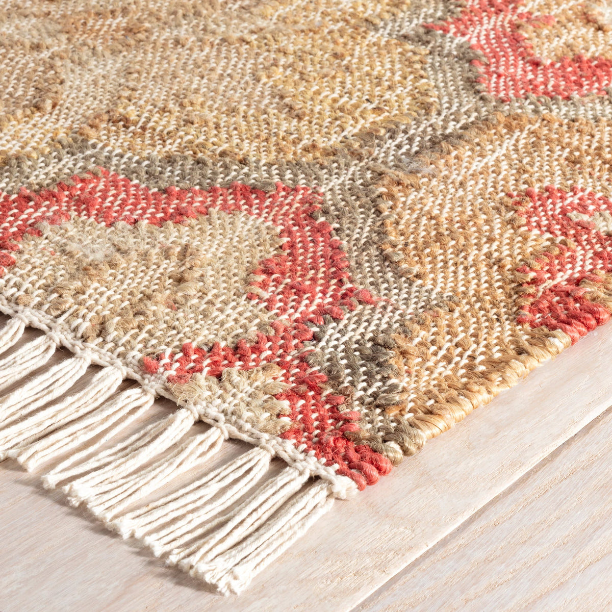 Dash & Albert Pali Handwoven Jute Rug in Multicolour, corner detail