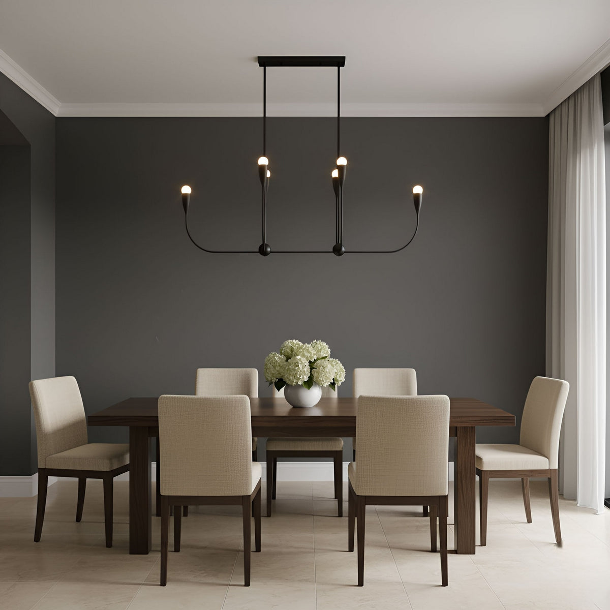 Maya Six Light Linear Chandelier