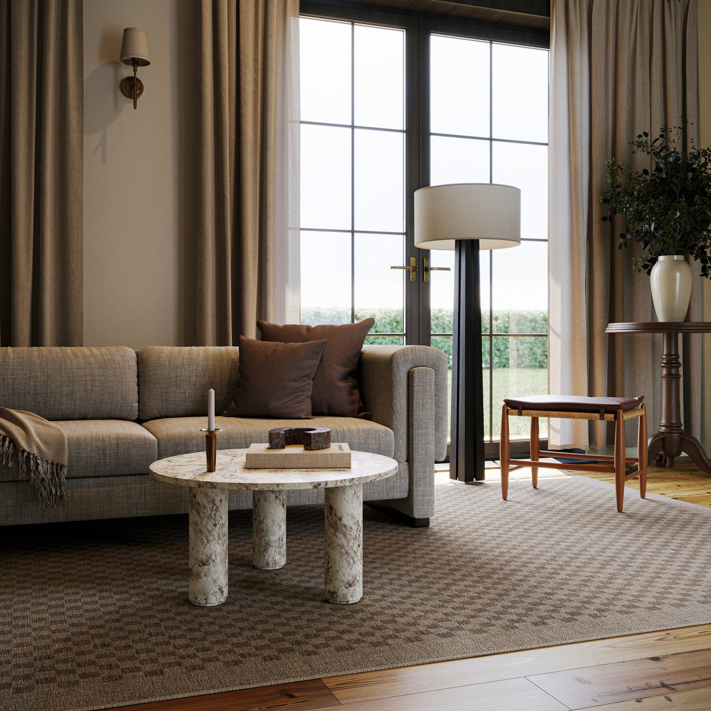 Nate Berkus Watts Modern Checkered Washable Area Rug