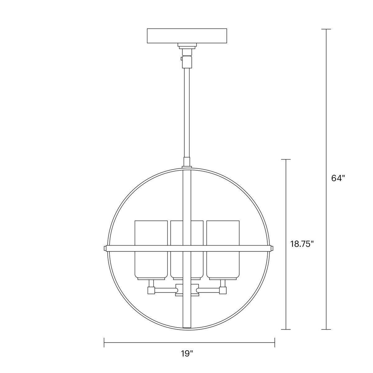 Alturas Three Light Chandelier — Etched / White Inside