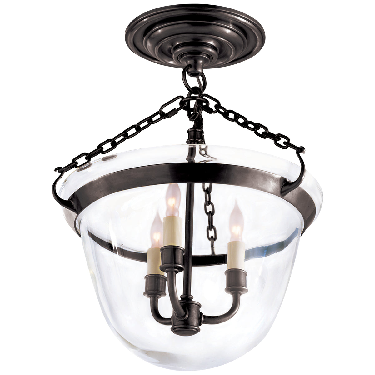Country Semi-Flush Bell Jar Lantern