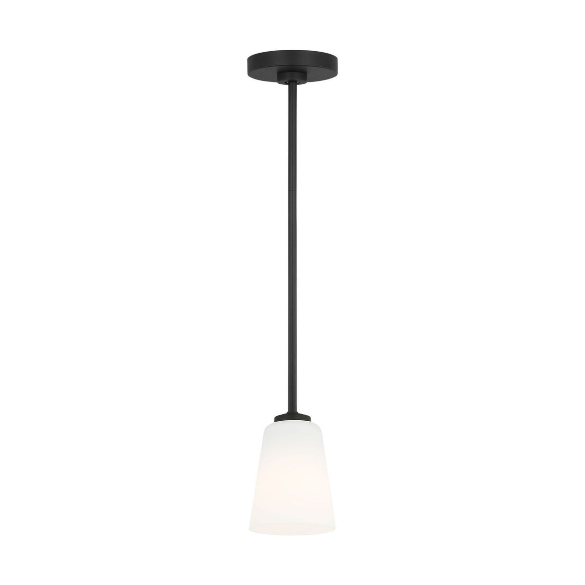 Miles One Light Pendant — Etched white glass