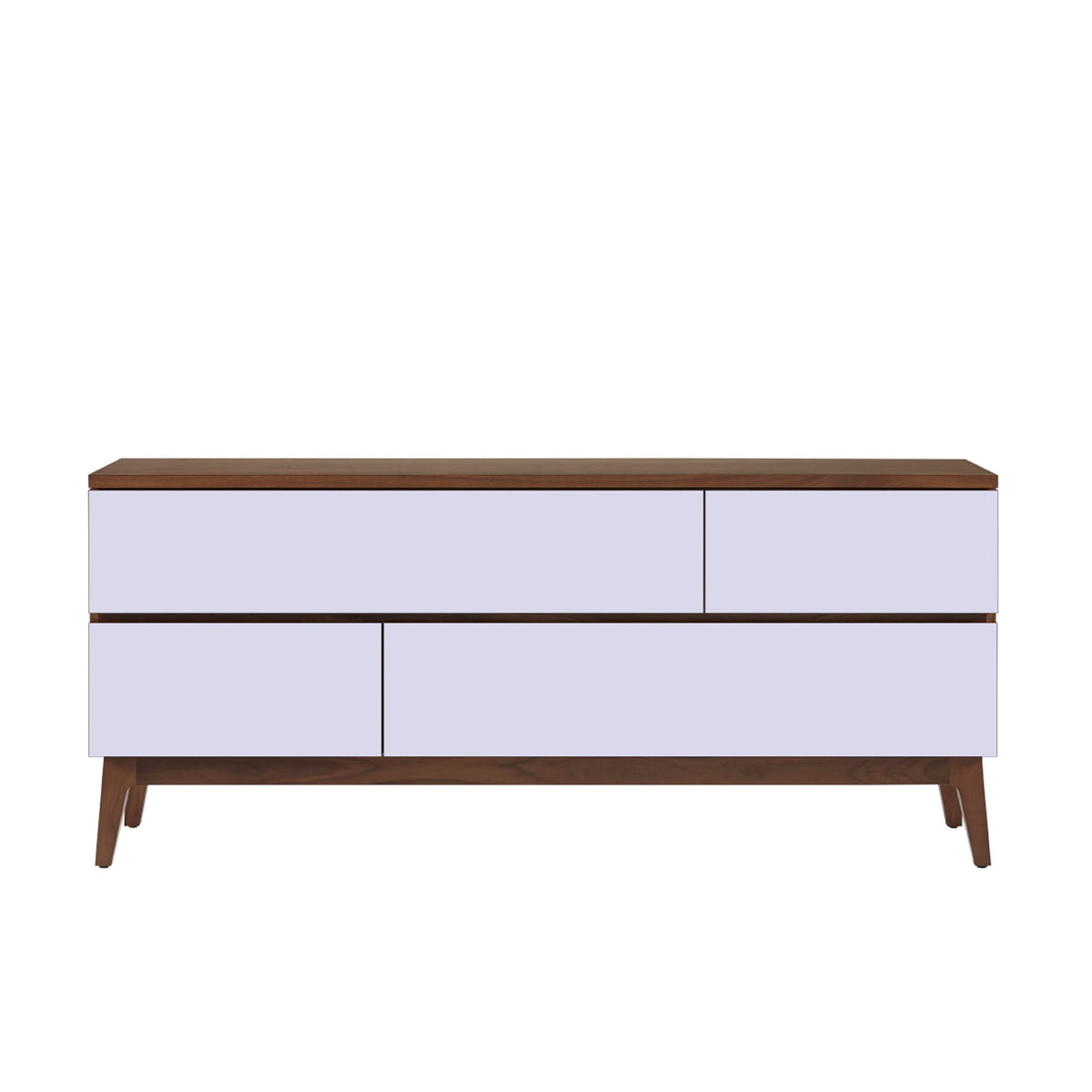 West Bros Serra 4 Drawer Dresser, on white, Mist lacquer fronts