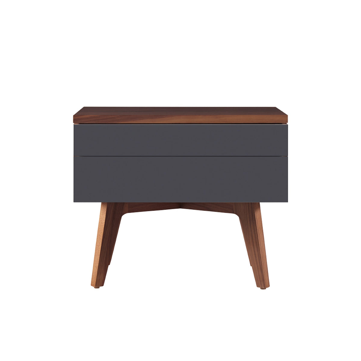 West Bros Serra Night Table, on white, Slate lacquer fronts