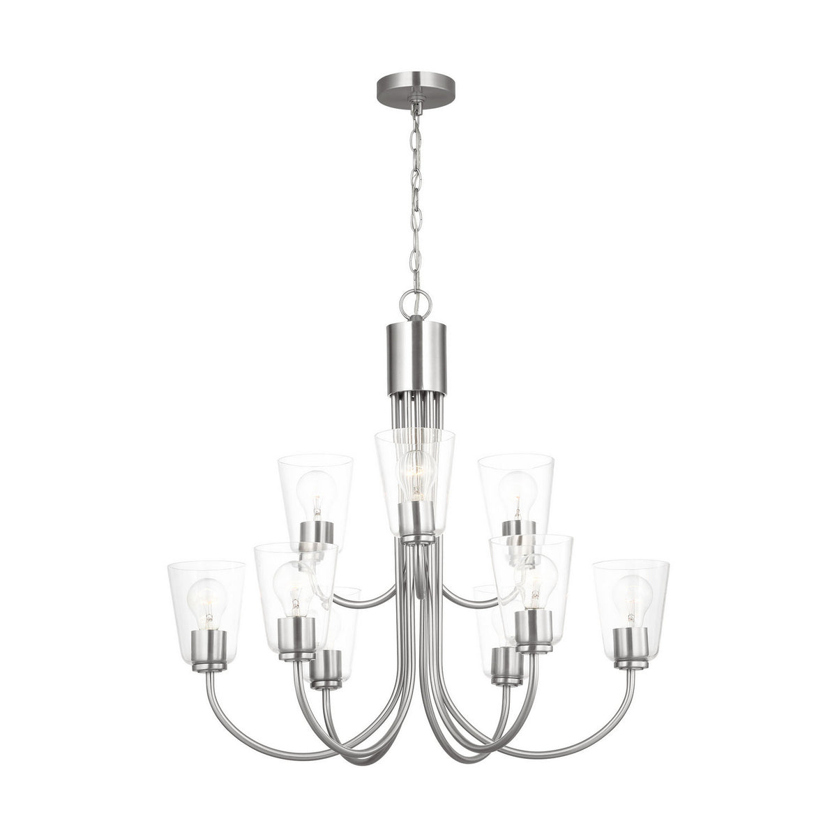Miles Nine Light Chandelier — Clear