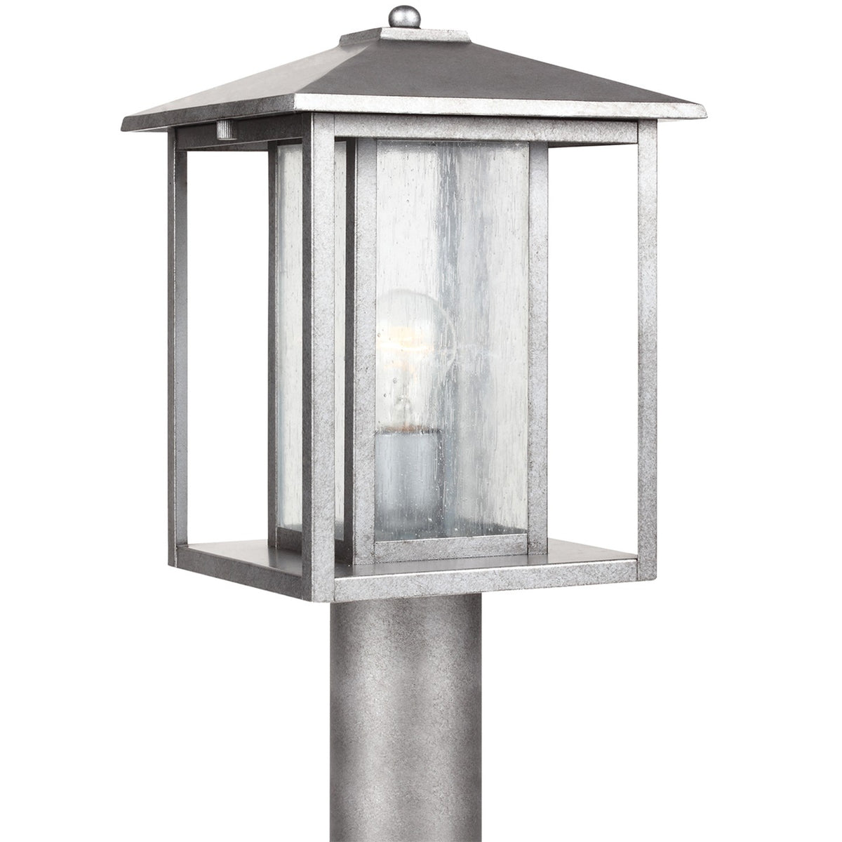 Hunnington 15" Post Lantern — Clear Seeded
