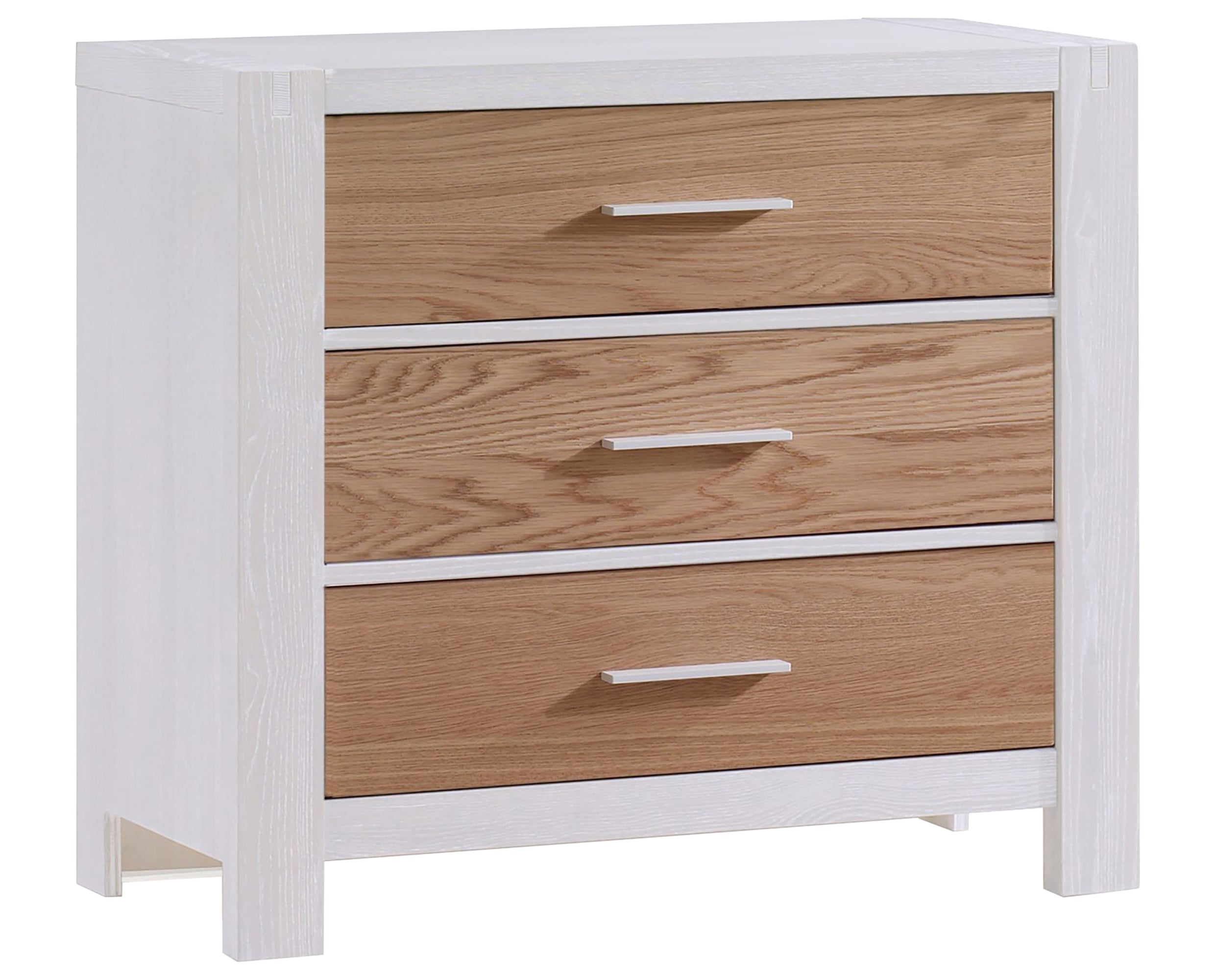 White Brushed Oak with Natural Oak | Rustico 3 Drawer Dresser | Valley Ridge Furniture