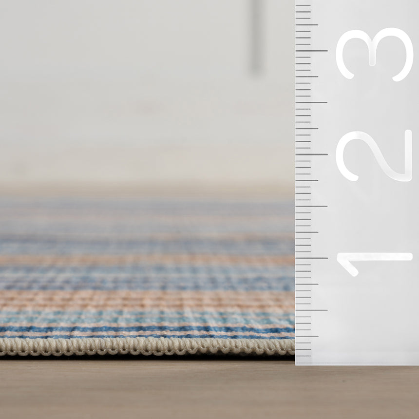 Tyne Coastal Striped Machine Washable Rug
