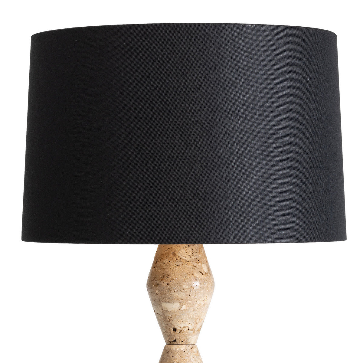 Crew Travertine Buffet Lamp (Black Shade)