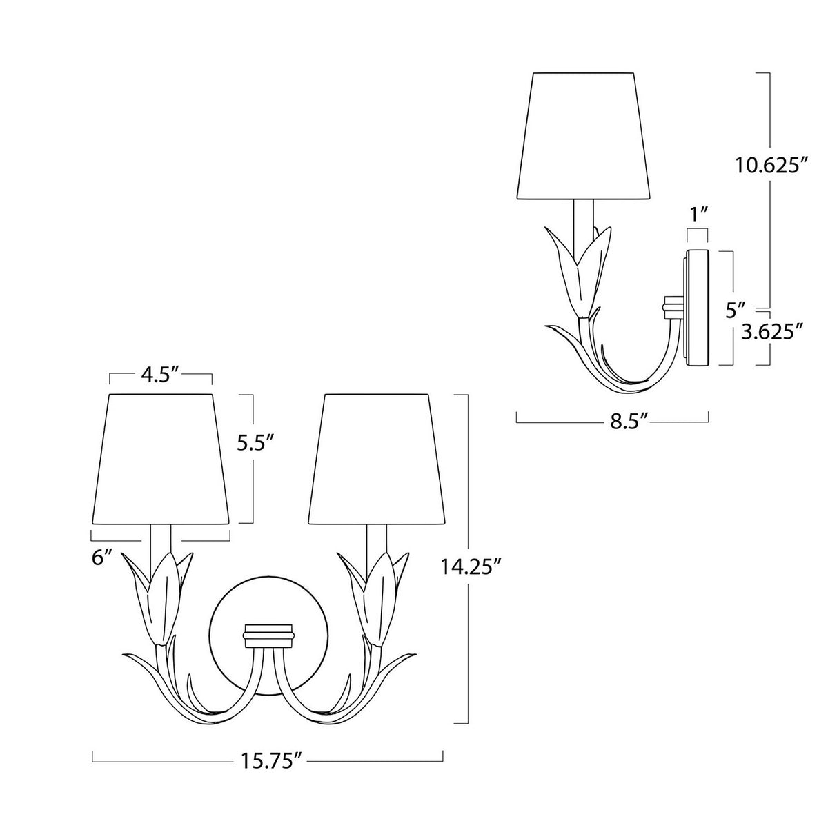 River Reed Two Light Wall Sconce