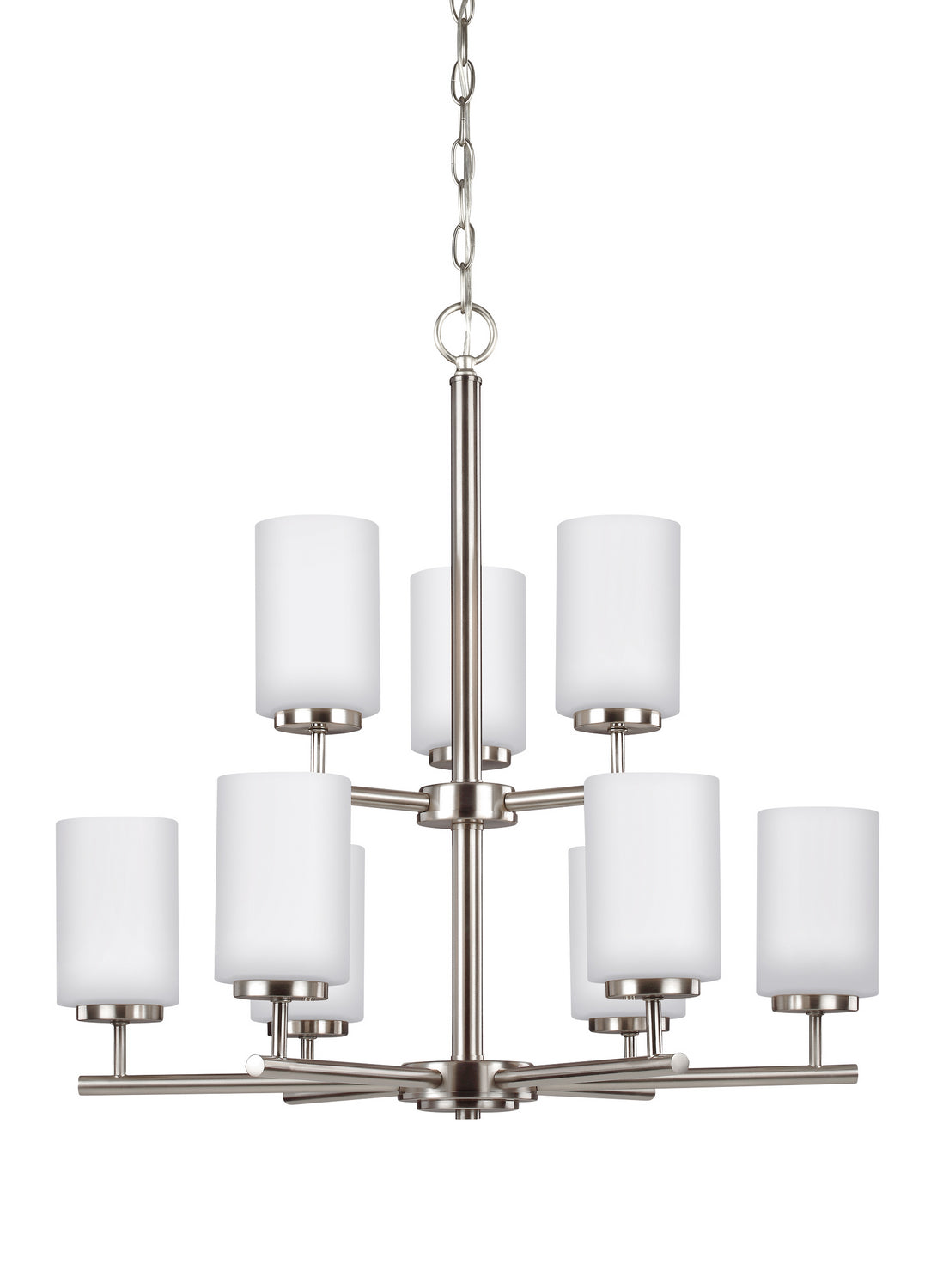 Oslo Nine Light Chandelier — Cased Opal Etched