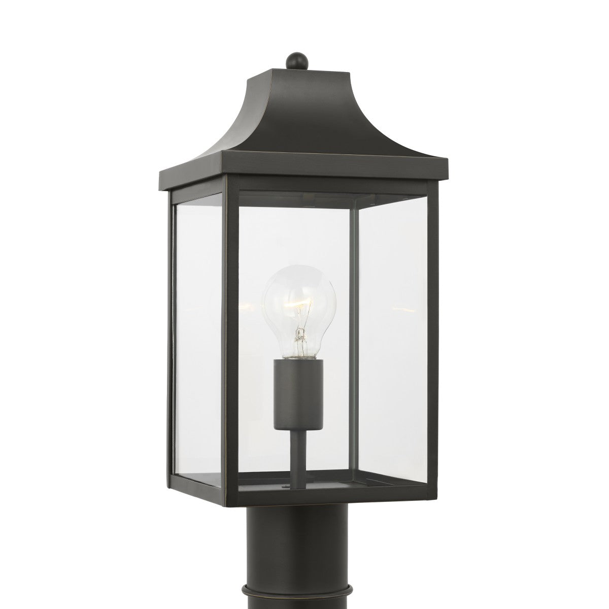 Saybrook 16.5" Post Lantern — Clear and Smooth White
