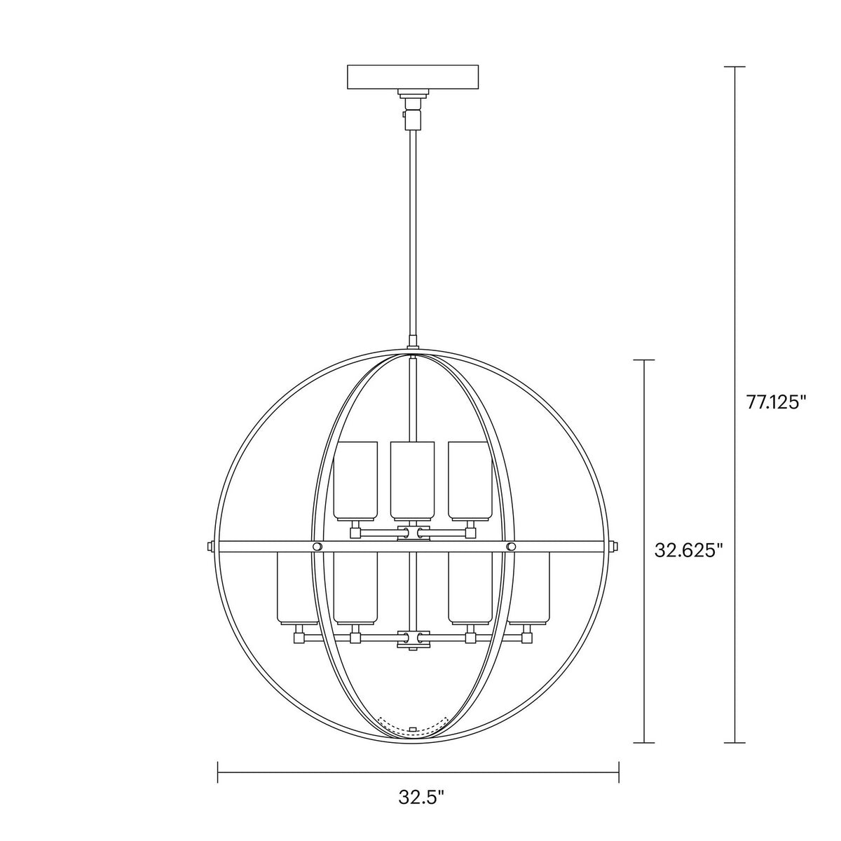 Alturas Nine Light Chandelier — Etched / White Inside