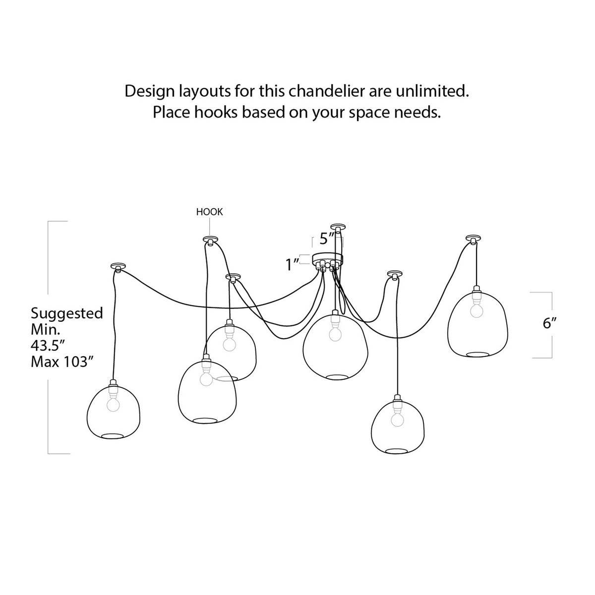 Molten Six Light Chandelier — 43.50"