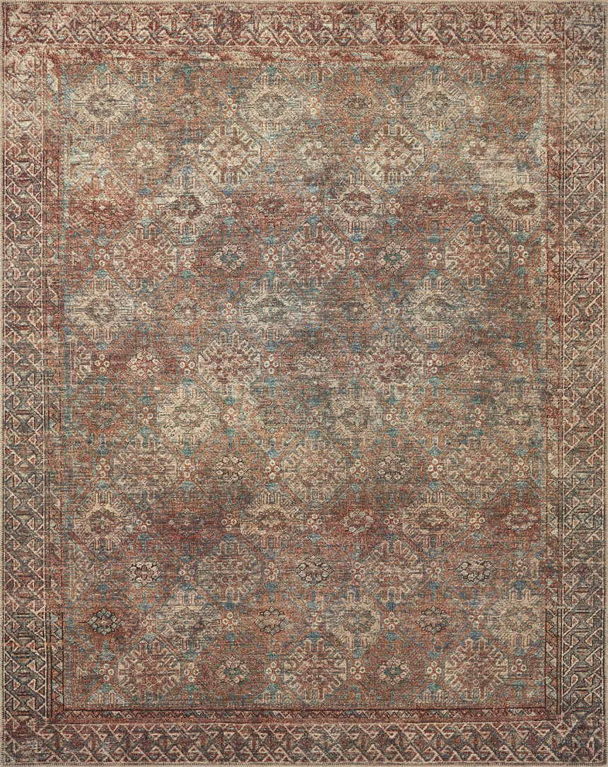Billie Rug 04 | Aqua / Rust