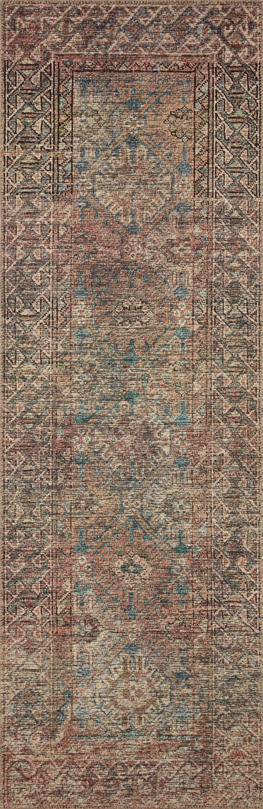 Billie Rug 04 | Aqua / Rust