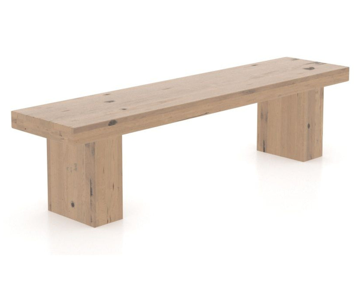 Canadel Loft Wood Bench 5054 in 20 Caramel Washed and 70in Length, three-quarter view